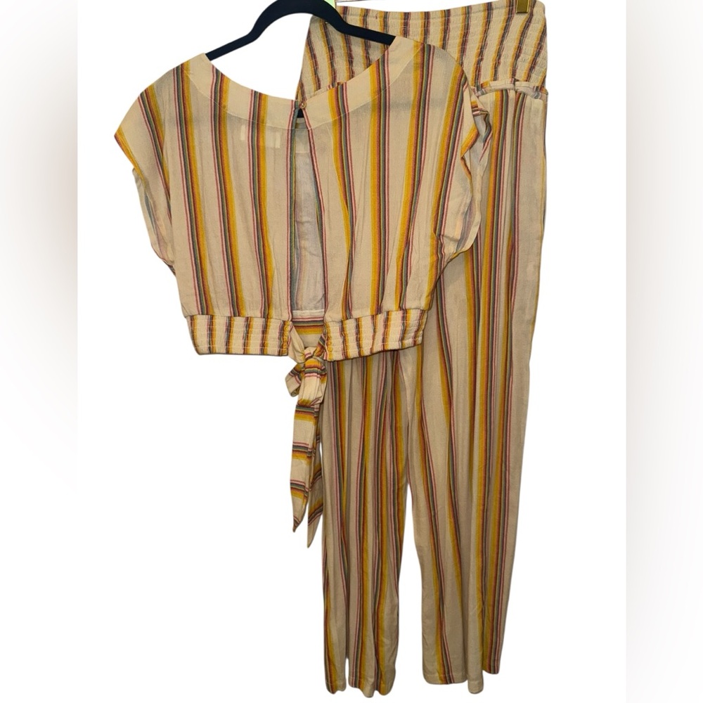 Striped Yellow and White Jumpsuit - Picture 4 of 10